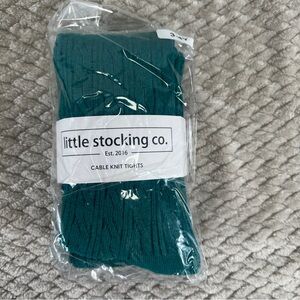 Little Stocking Co. Emerald Green Cable Knit Tights 1